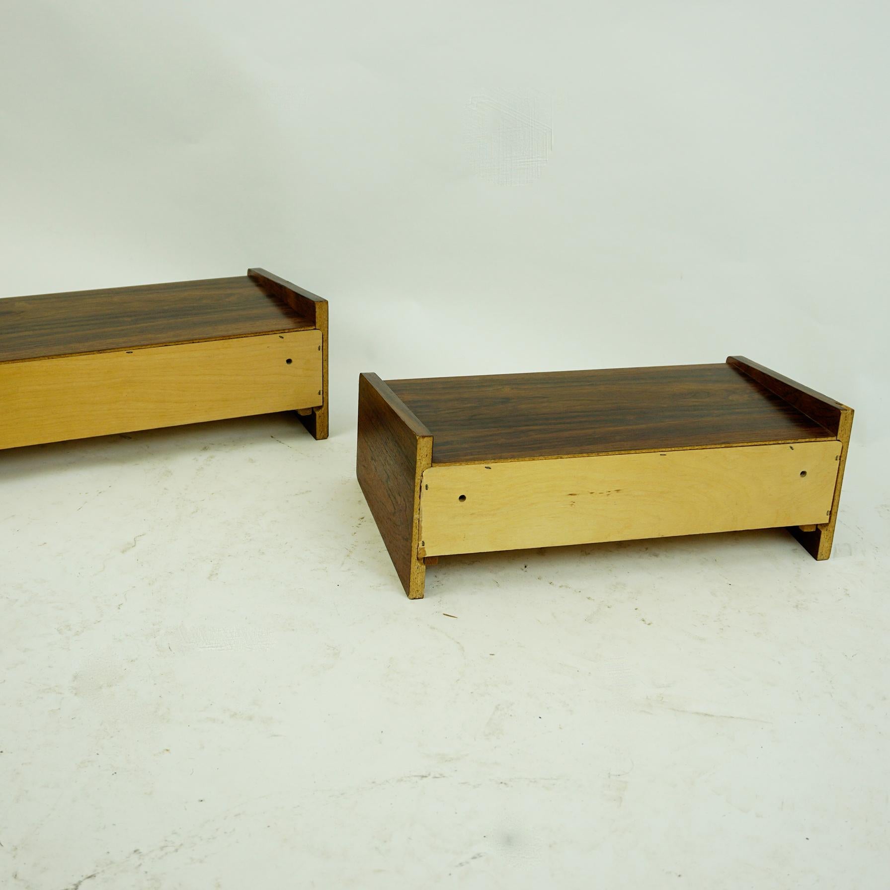 Pair of Danish Floating Rosewood Nightstands with Drawers from the 1960s 5