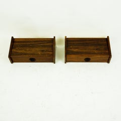 Pair of Danish Floating Rosewood Nightstands with Drawers from the 1960s