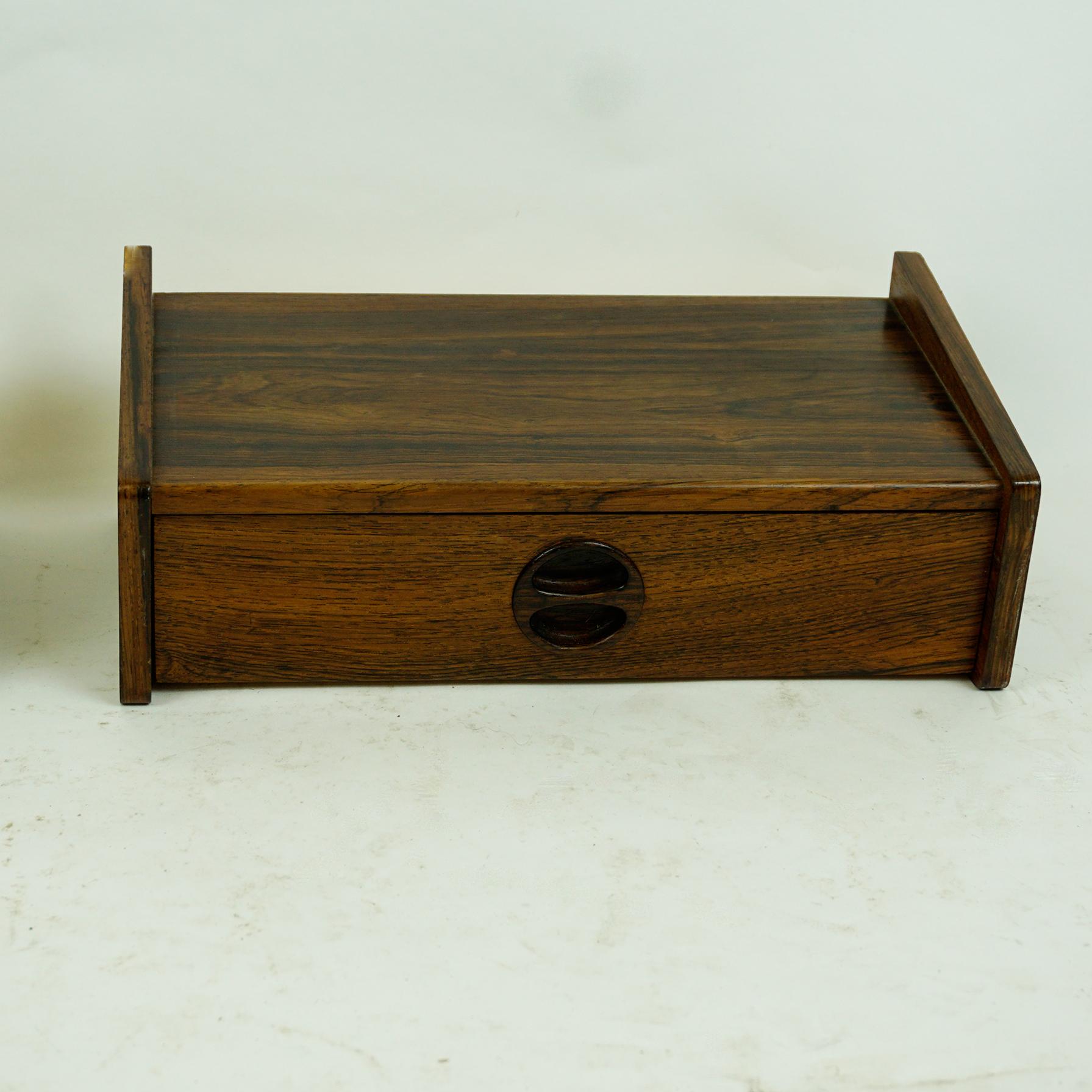 Mid-20th Century Pair of Danish Floating Rosewood Nightstands with Drawers from the 1960s