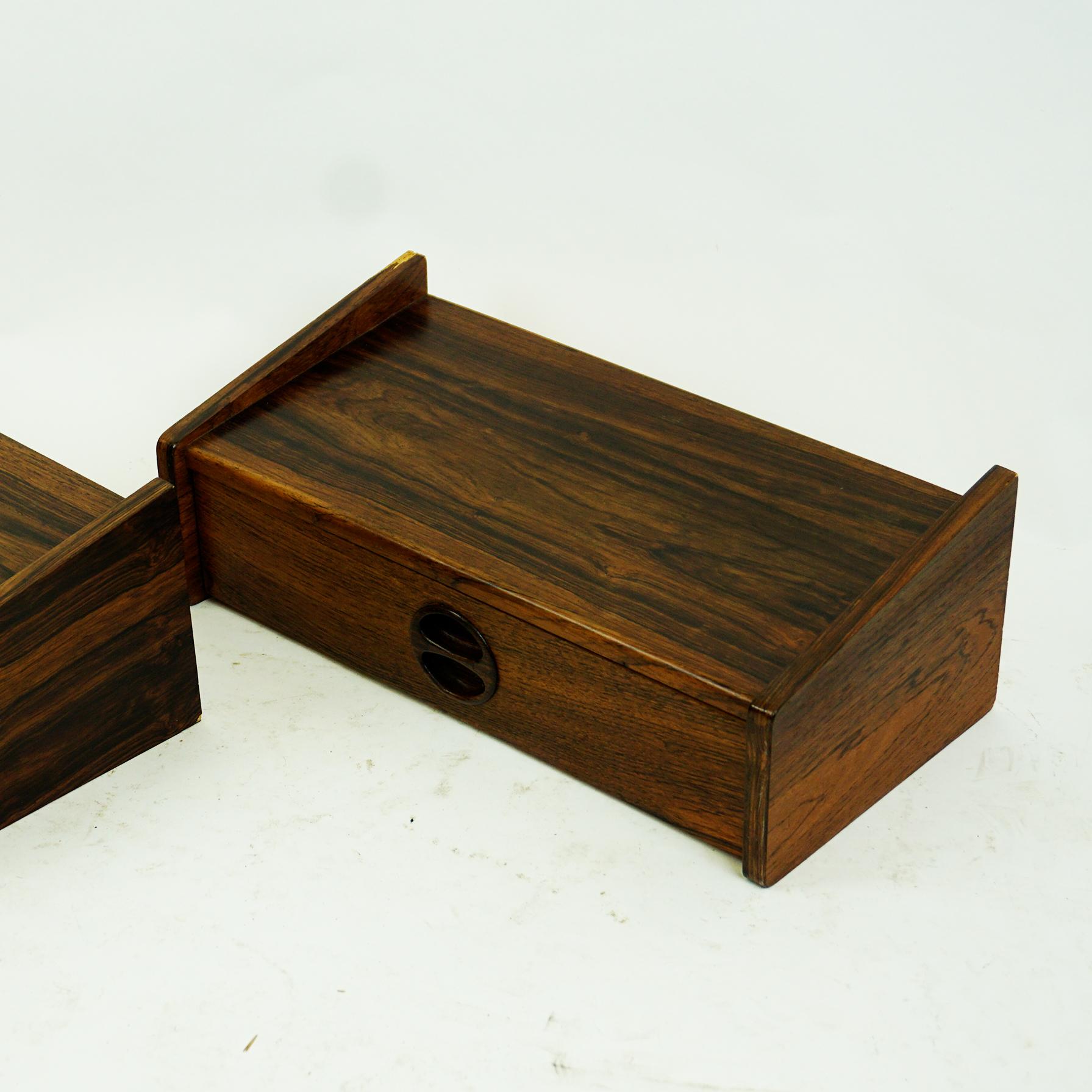 Pair of Danish Floating Rosewood Nightstands with Drawers from the 1960s 4