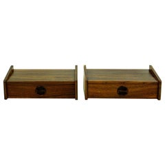 Pair of Danish Floating Rosewood Nightstands with Drawers from the 1960s