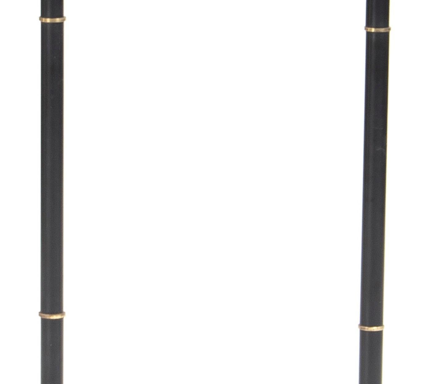 Hand-Crafted Pair of Danish Floor Lamps, Black Lacquer/Brass, Denmark, 1960 For Sale