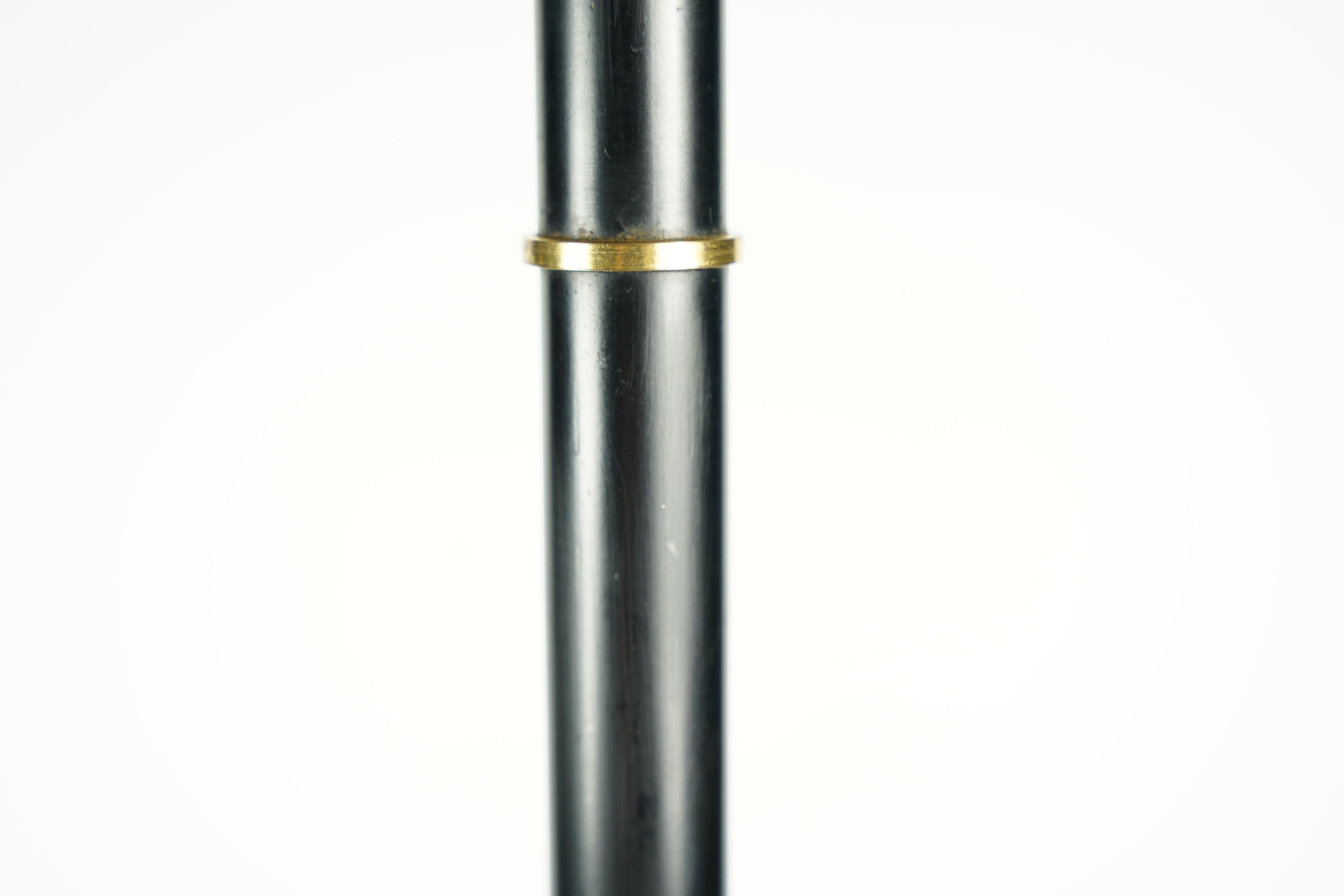 Scandinavian Modern Pair of Danish Floor Lamps, black lacquered with brass details, Denmark 1960 For Sale