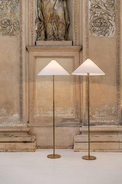 Pair of Danish Golden Brass Floor Lamp, 1960