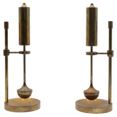 Pair of Danish Gyroscopic "Copenhagen" Brass Candle Holders by Ilse D. Ammonsen