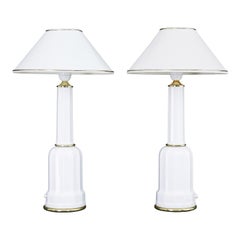 Pair of Danish Heiberg White Ceramic Table Lamps by Soholm
