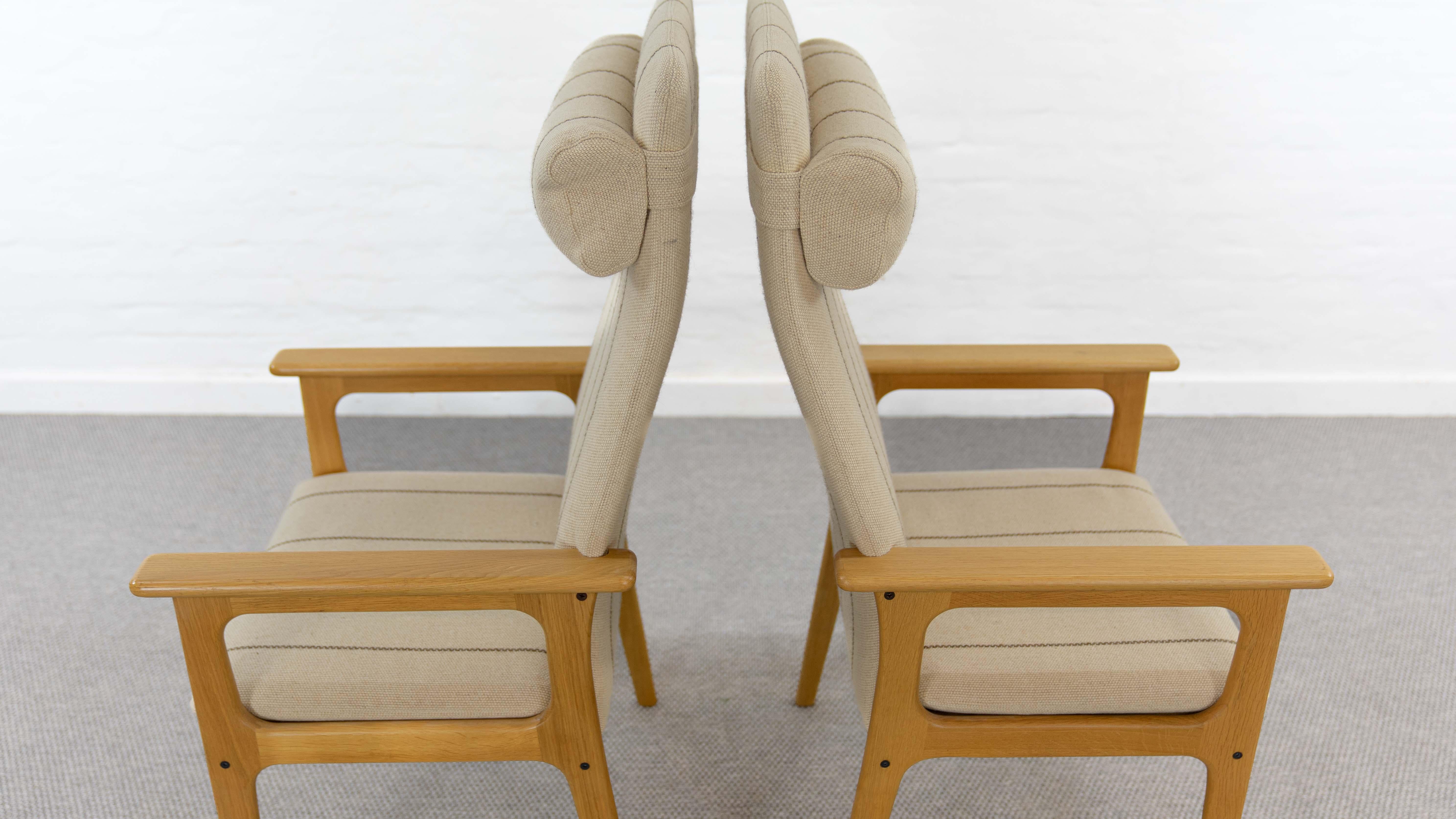 Danish Pair of danish Highback Chairs by Domus Danica in oakwood For Sale