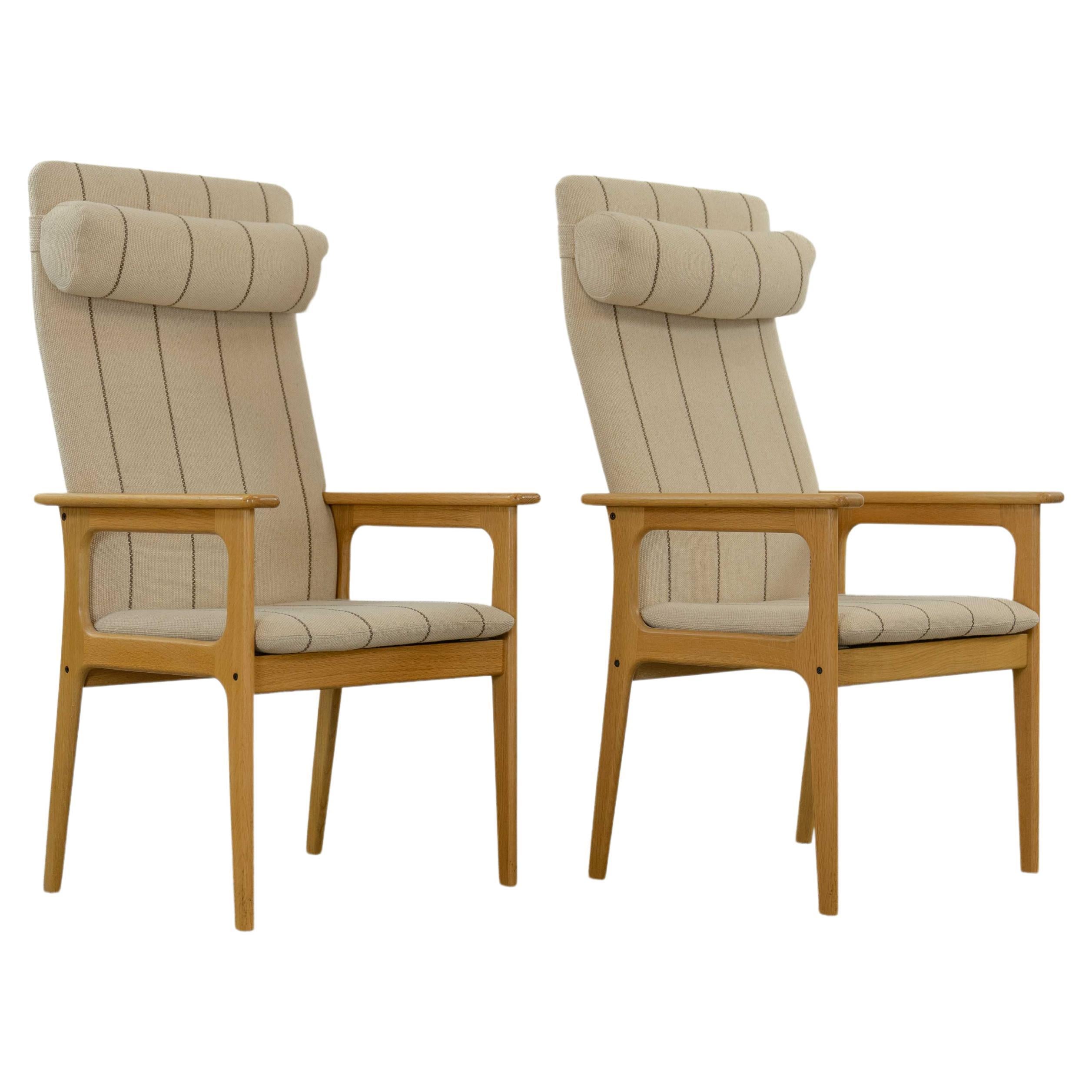 Pair of danish Highback Chairs by Domus Danica in oakwood For Sale