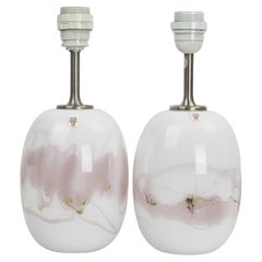 Pair of Danish Holmegaard Sakura Lamps in Opaline Glass by Michael Bang
