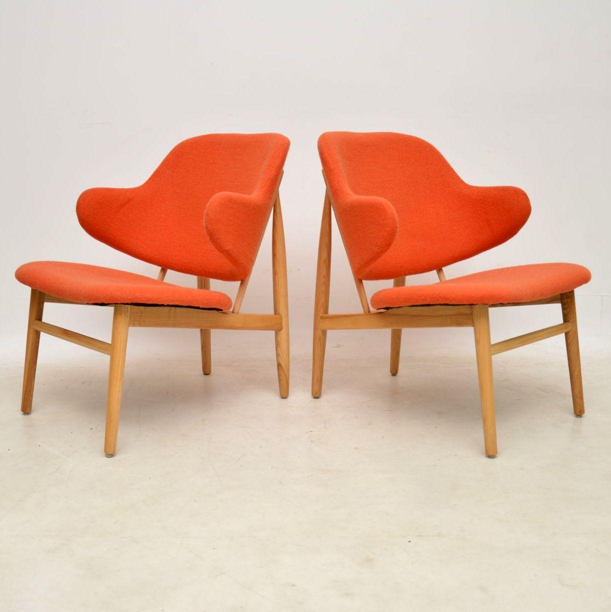 Mid-Century Modern Pair of Danish IB Kofod Larsen Shell Chairs