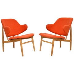 Pair of Danish IB Kofod Larsen Shell Chairs