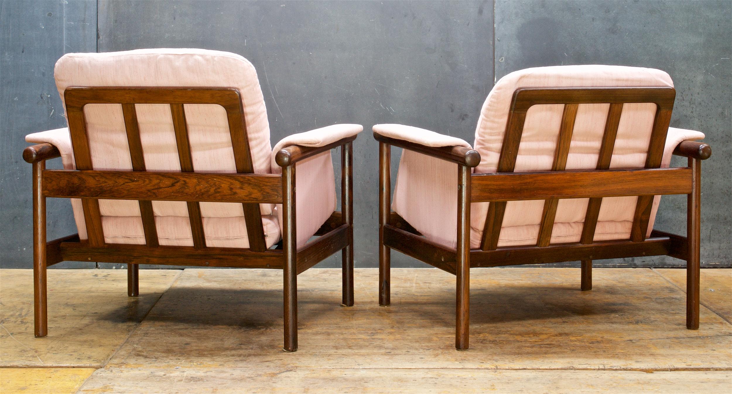 Pair of Danish Illum Wikkelsø Brazilian Rosewood Wikki Lounge Chairs Midcentury 2