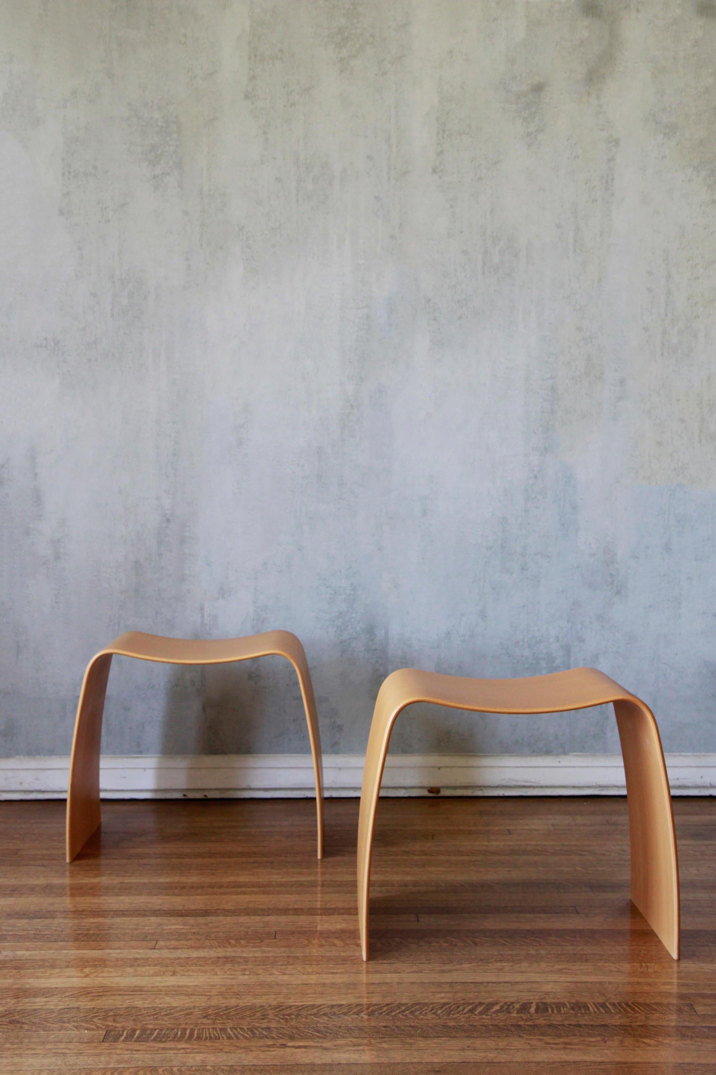 Pair of Danish Jørgen Møller M-Stools In Good Condition In Los Angeles, CA