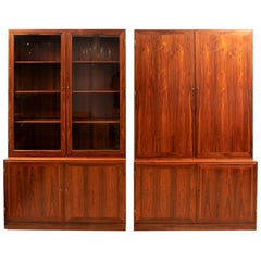 Pair of Danish Kai Winding Rosewood Alcove Bookcases, circa 1970