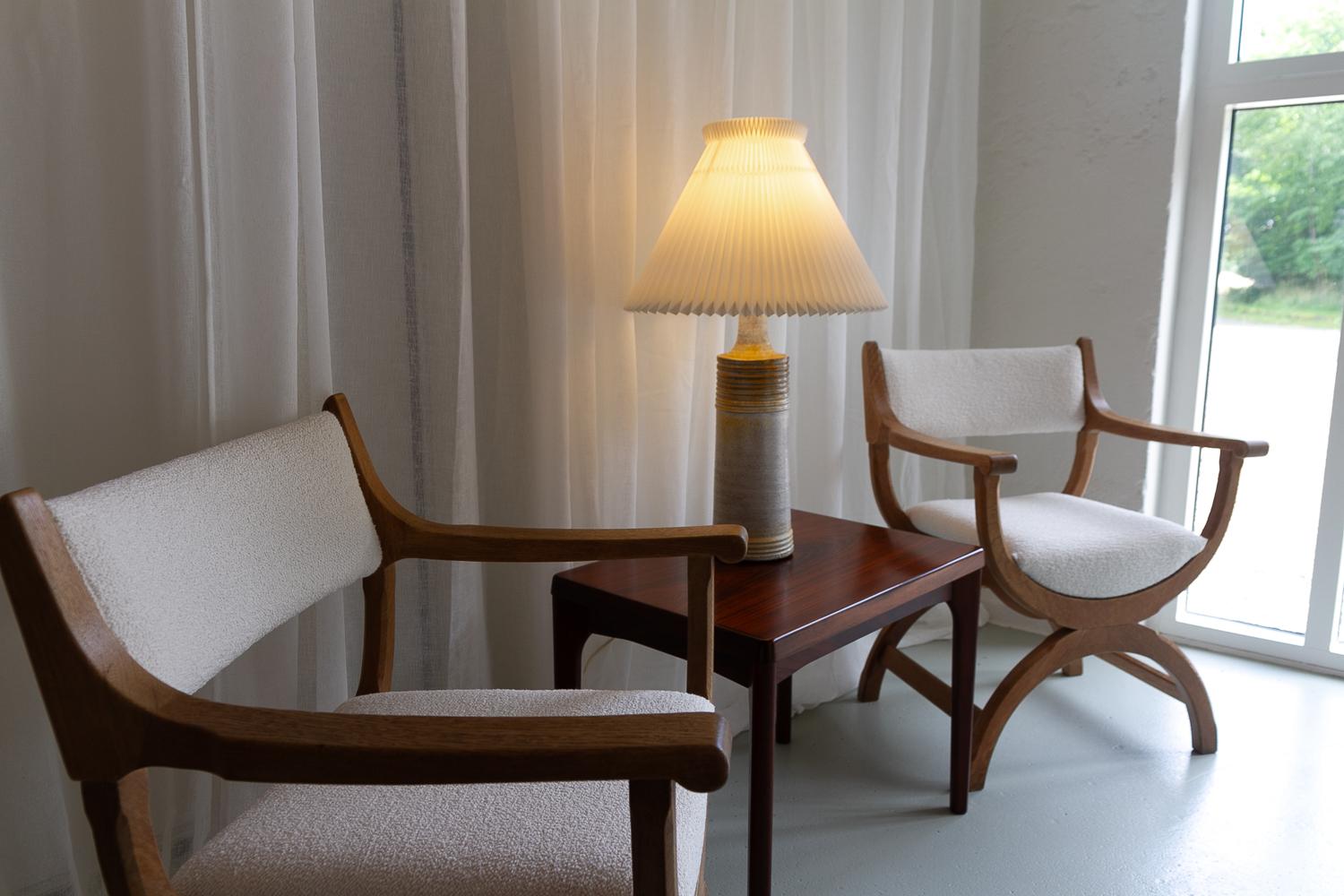 Pair of Danish Kurul Armchairs in Oak and Bouclé by Henning Kjærnulf, 1960s. 15
