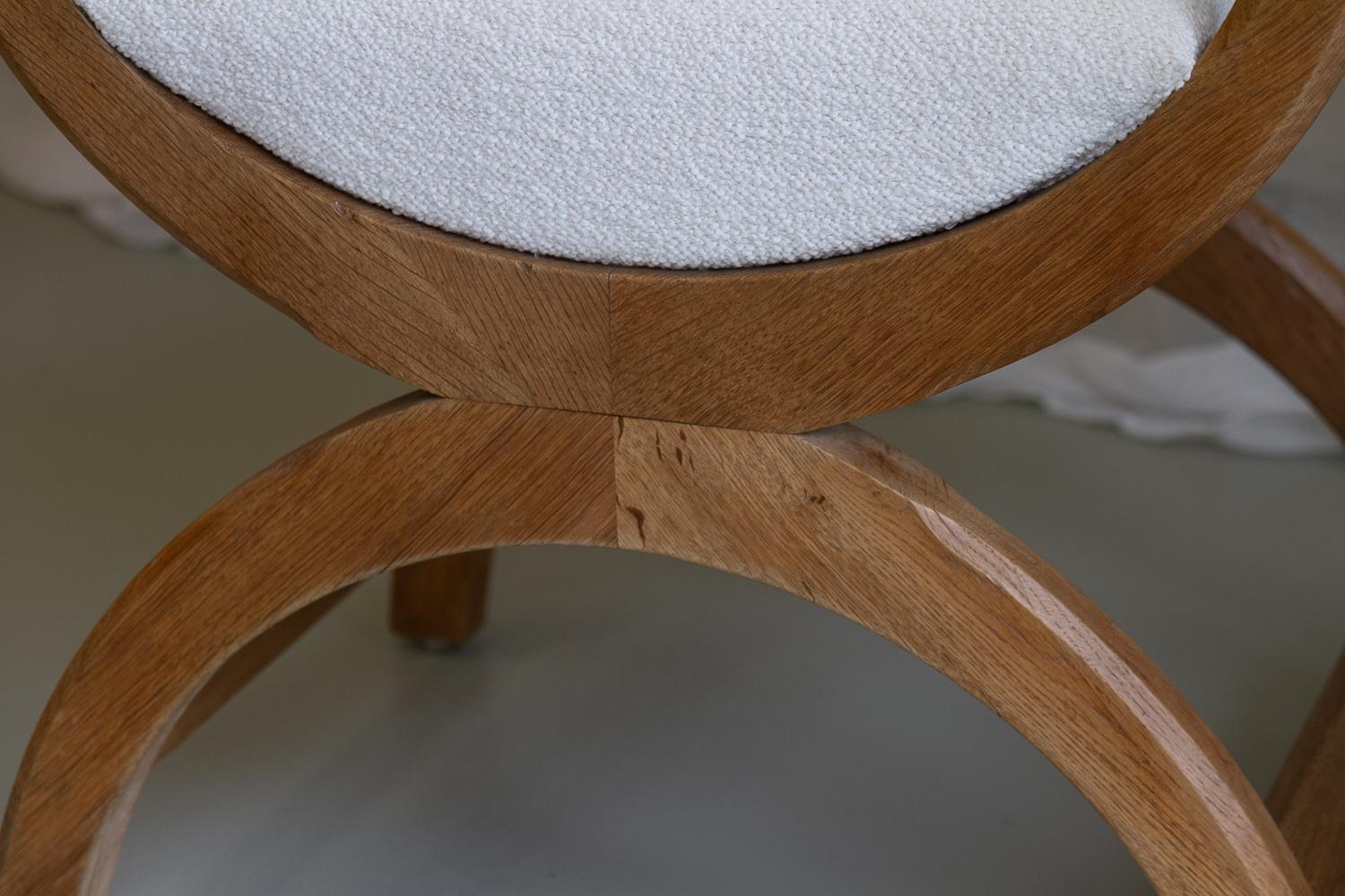Pair of Danish Kurul Armchairs in Oak and Bouclé by Henning Kjærnulf, 1960s. 1