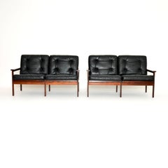 Pair of Danish Leather Capella Sofas by Illum Wikkelso