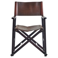 Retro Pair of Danish Leather Folding Director
s Chairs