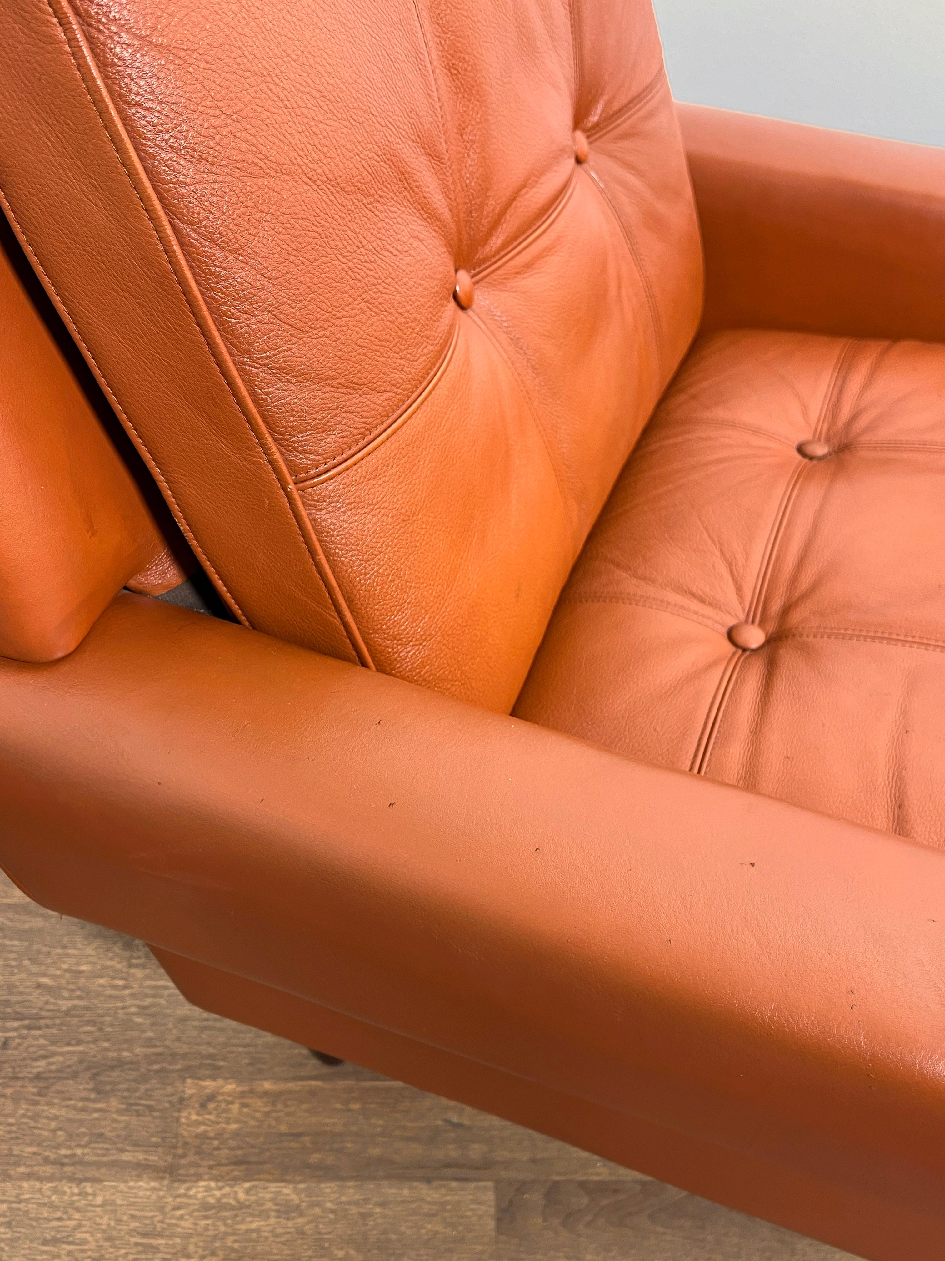 Pair of Danish Leather Lounge Chairs by Svend Skipper, Circa 1960s For Sale 6