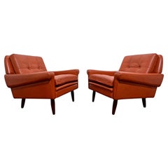 Pair of Danish Leather Lounge Chairs by Svend Skipper, Circa 1960s
