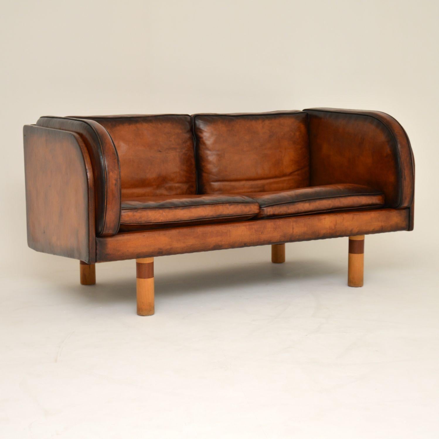 Pair of Danish Leather Vintage Sofas by Jorgen Gammelgaard In Good Condition In London, GB