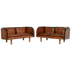 Pair of Danish Leather Vintage Sofas by Jorgen Gammelgaard