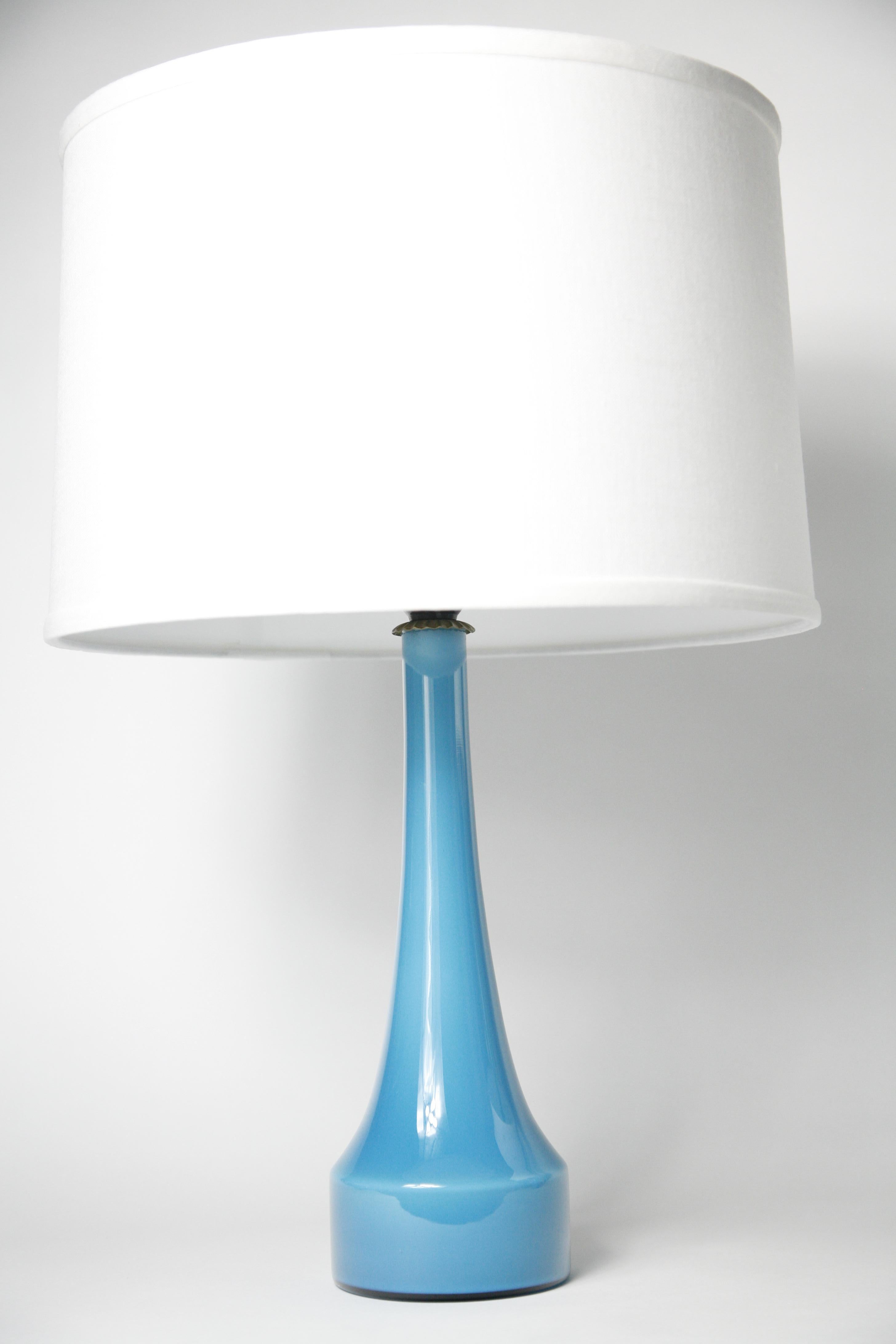 Pair of Danish Light Blue Kastrup Glass Lamps, 1960 For Sale 2