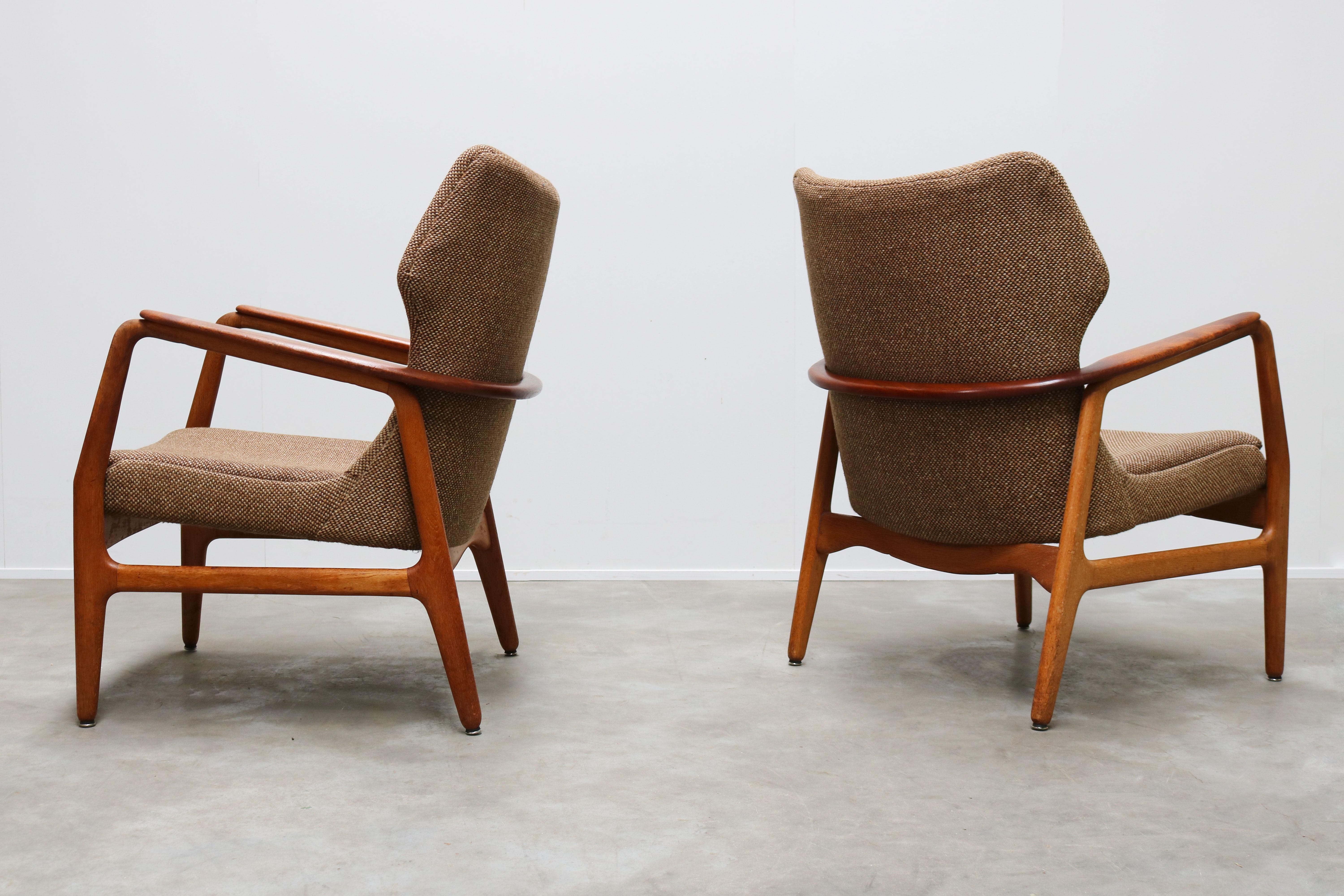 Pair of Danish Lounge Chairs by Aksel Bender Madsen 1952 Bovenkamp Teak Brown 5
