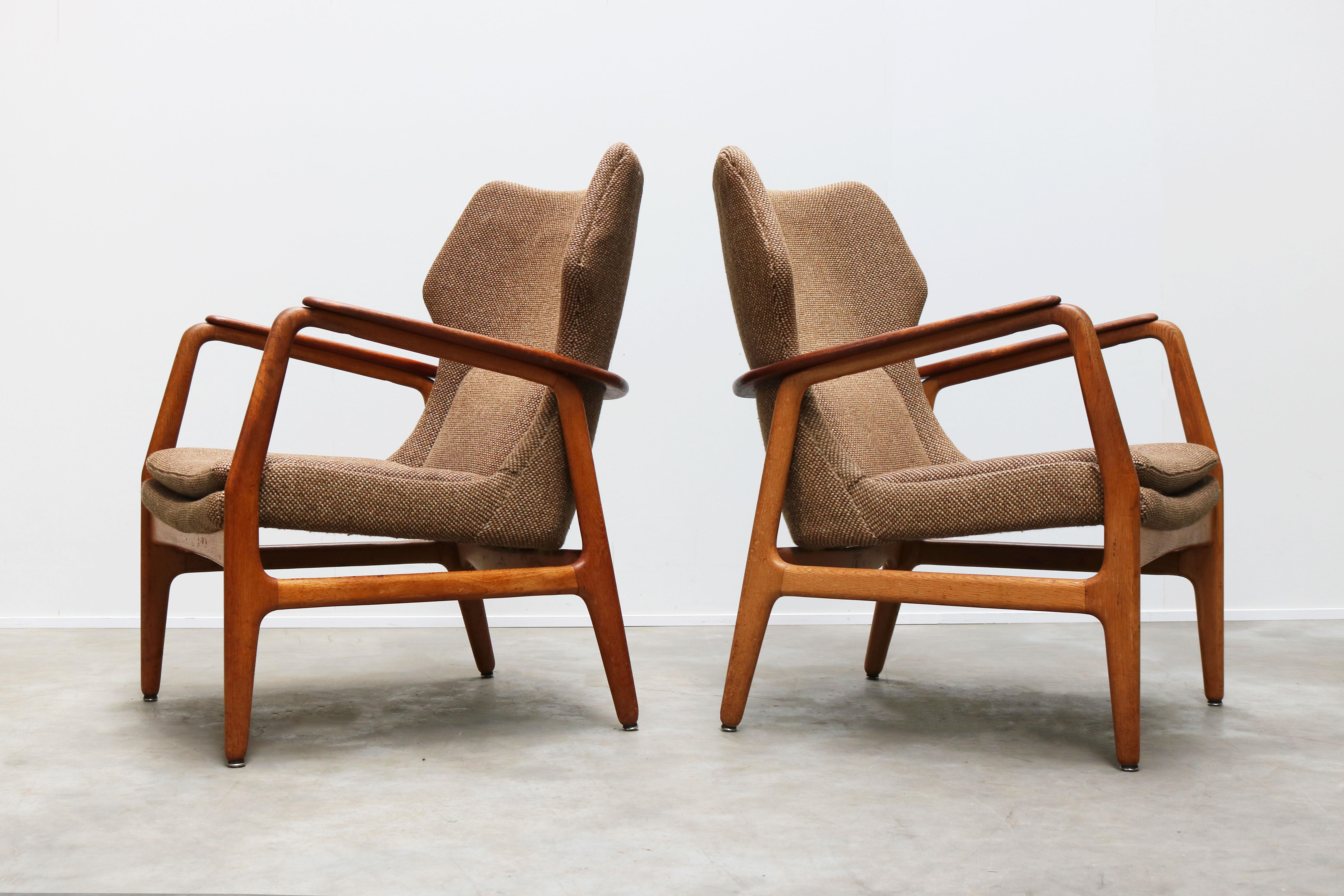 Pair of Danish Lounge Chairs by Aksel Bender Madsen 1952 Bovenkamp Teak Brown 6