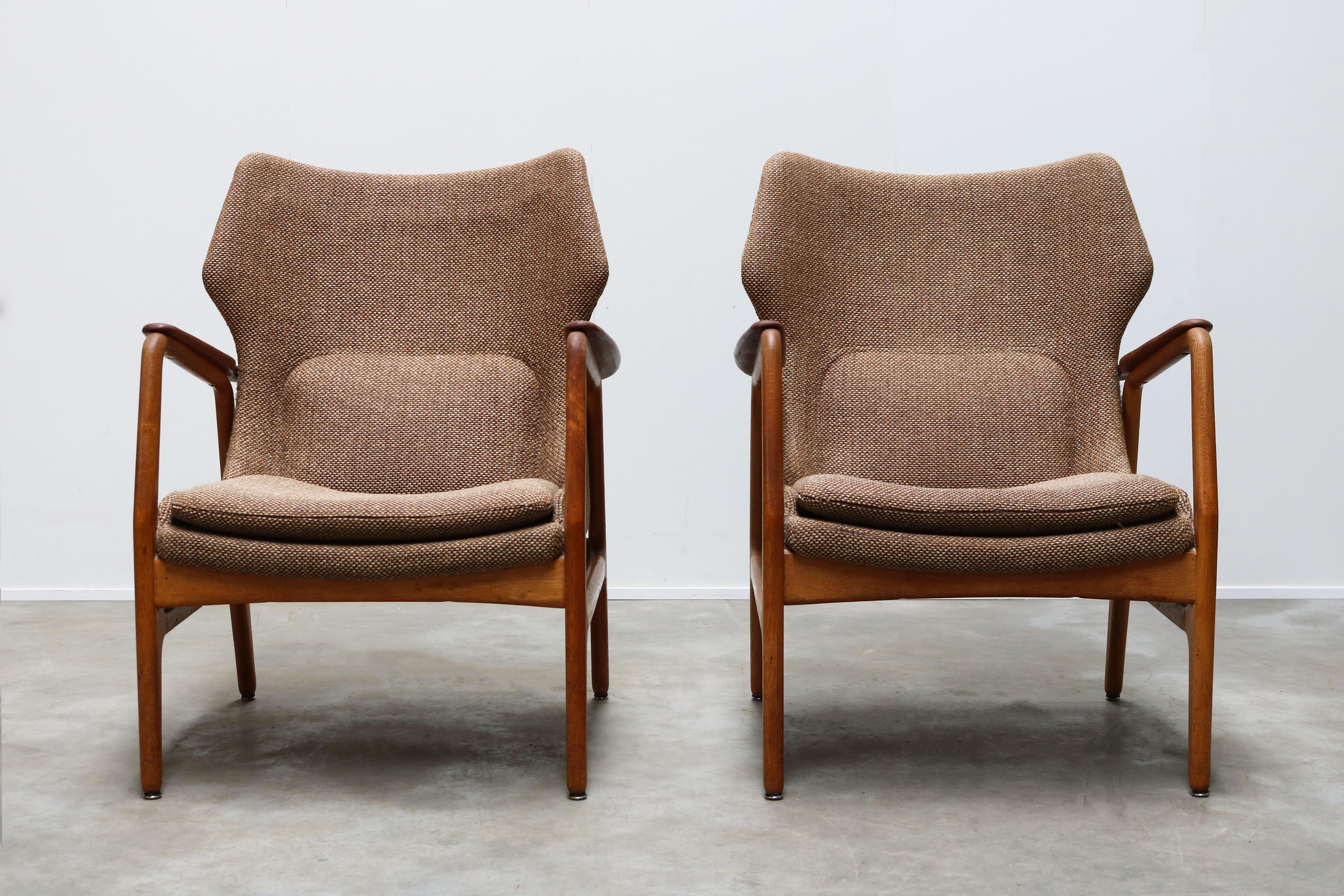 Pair of Danish Lounge Chairs by Aksel Bender Madsen 1952 Bovenkamp Teak Brown 2