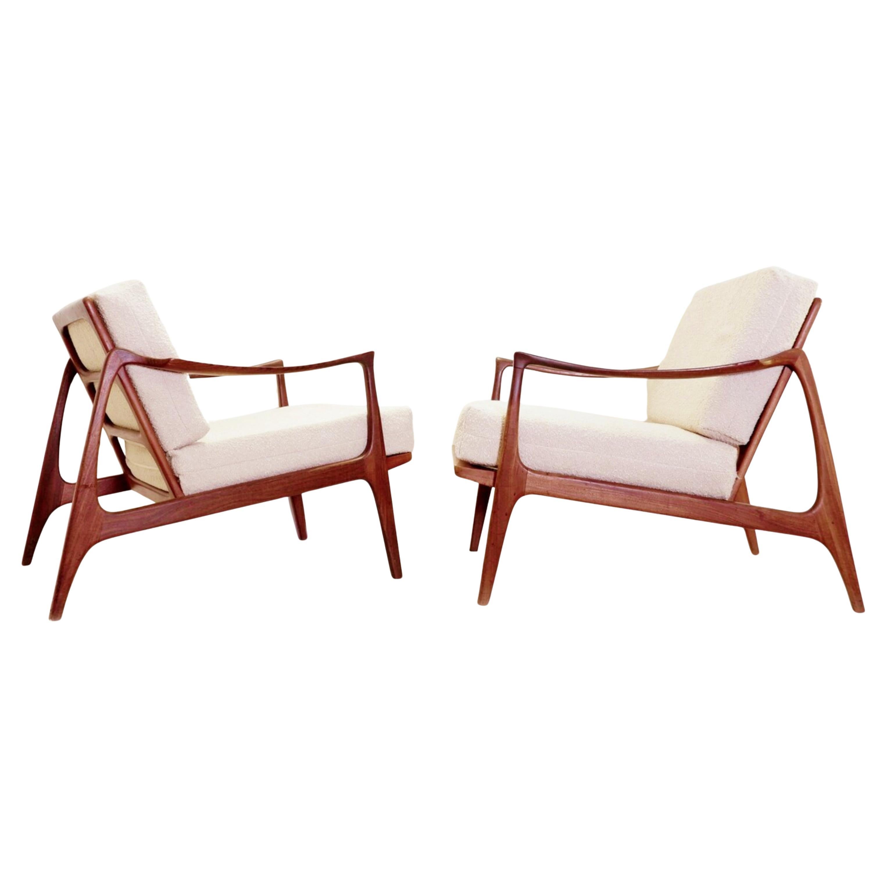 Pair of Danish Lounge Chairs by Grete Jalk 1960s - 2 pairs available For Sale