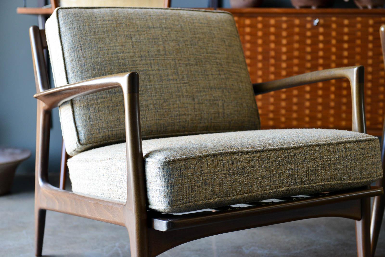 Beech Pair of Danish Lounge Chairs by I. B. Kofod-Larsen for Selig, circa 1965