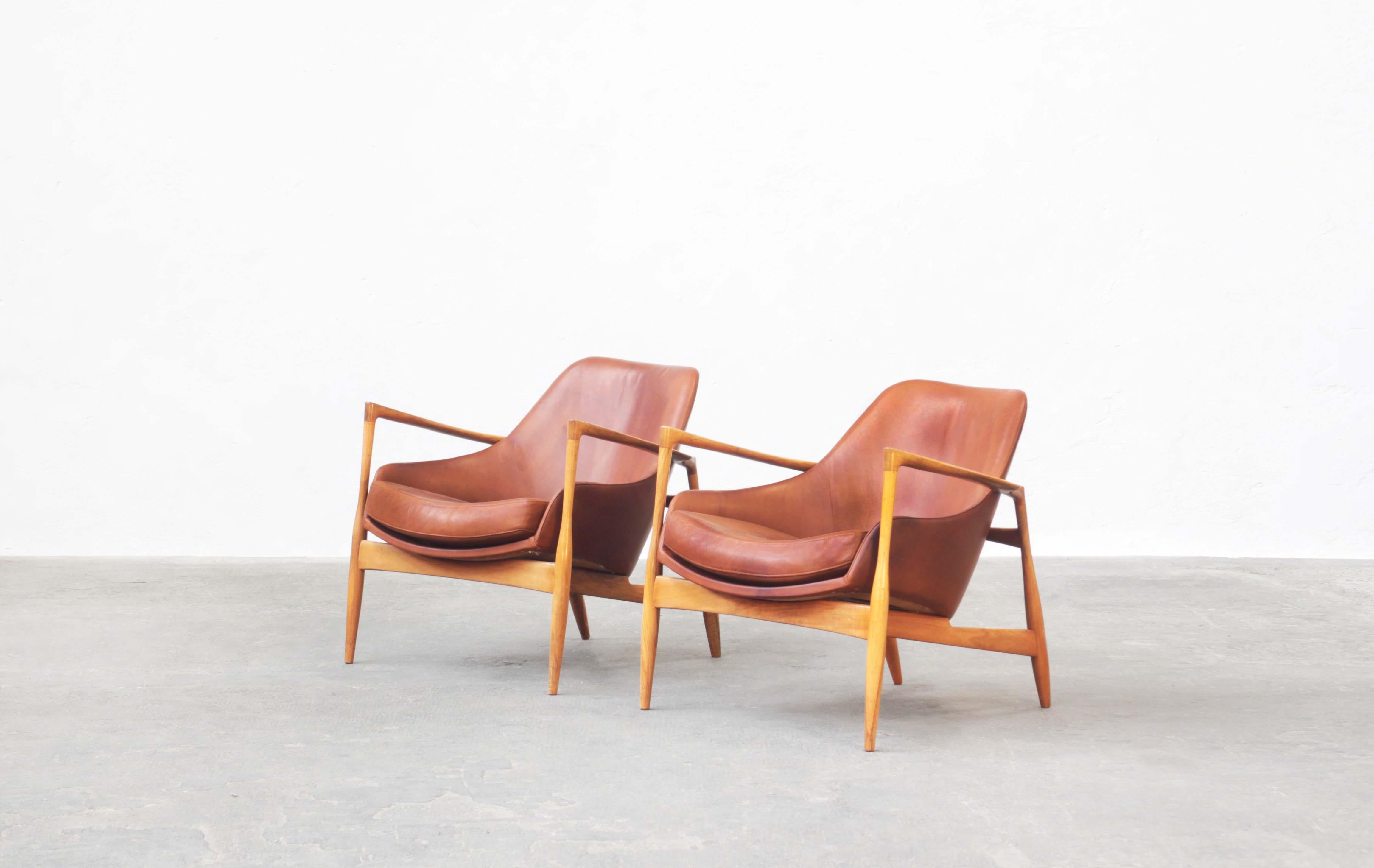 20ième siècle Paire de fauteuils de salon danois par Ib Kofod Larsen, Danemark, années 1960 en vente
