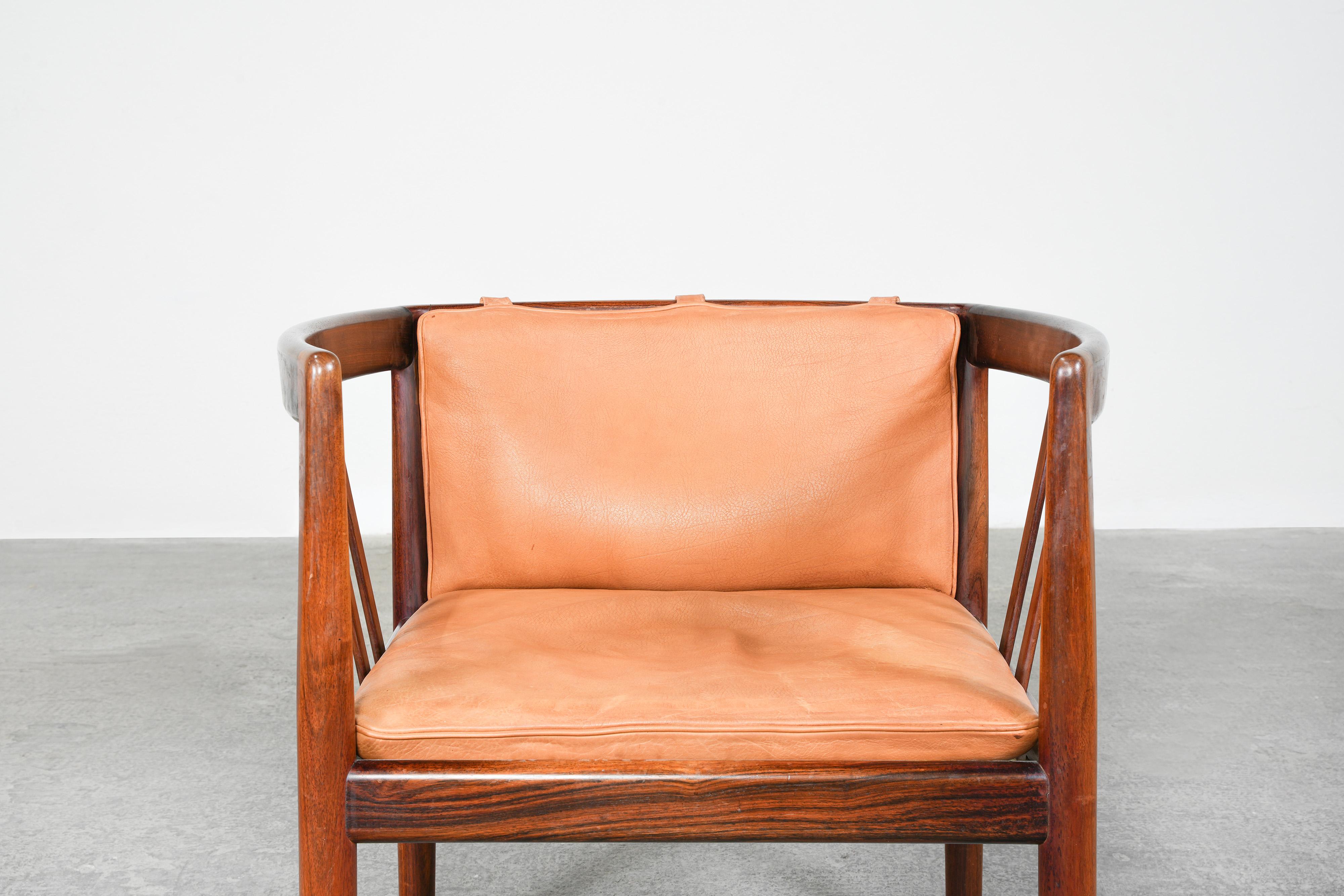 Paar dänische Loungesessel von Illum Wikkelsø für Holger Christiansen, 1962 (Leder) im Angebot