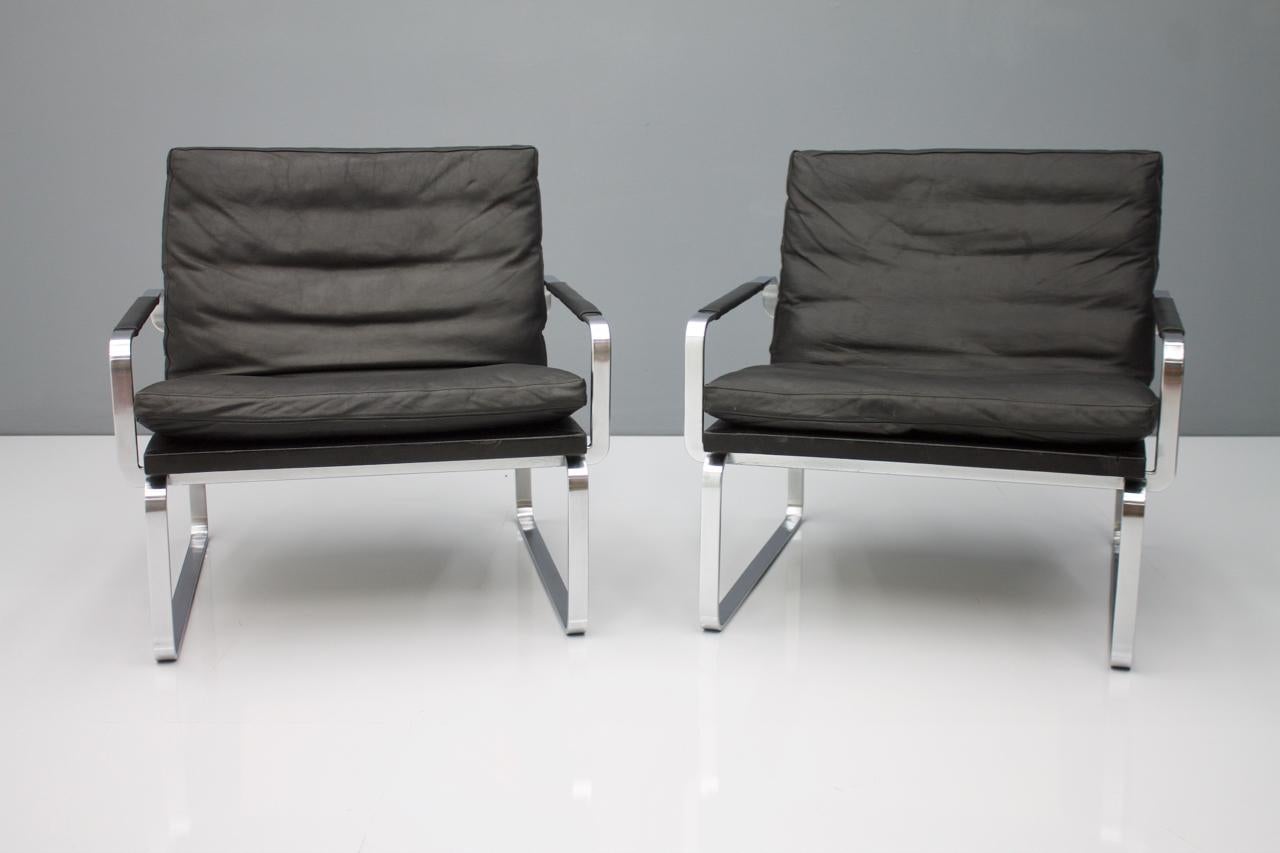 Steel Pair of Danish Lounge Chairs by Jørgen Lund & Ole Larsen for Bo-Ex