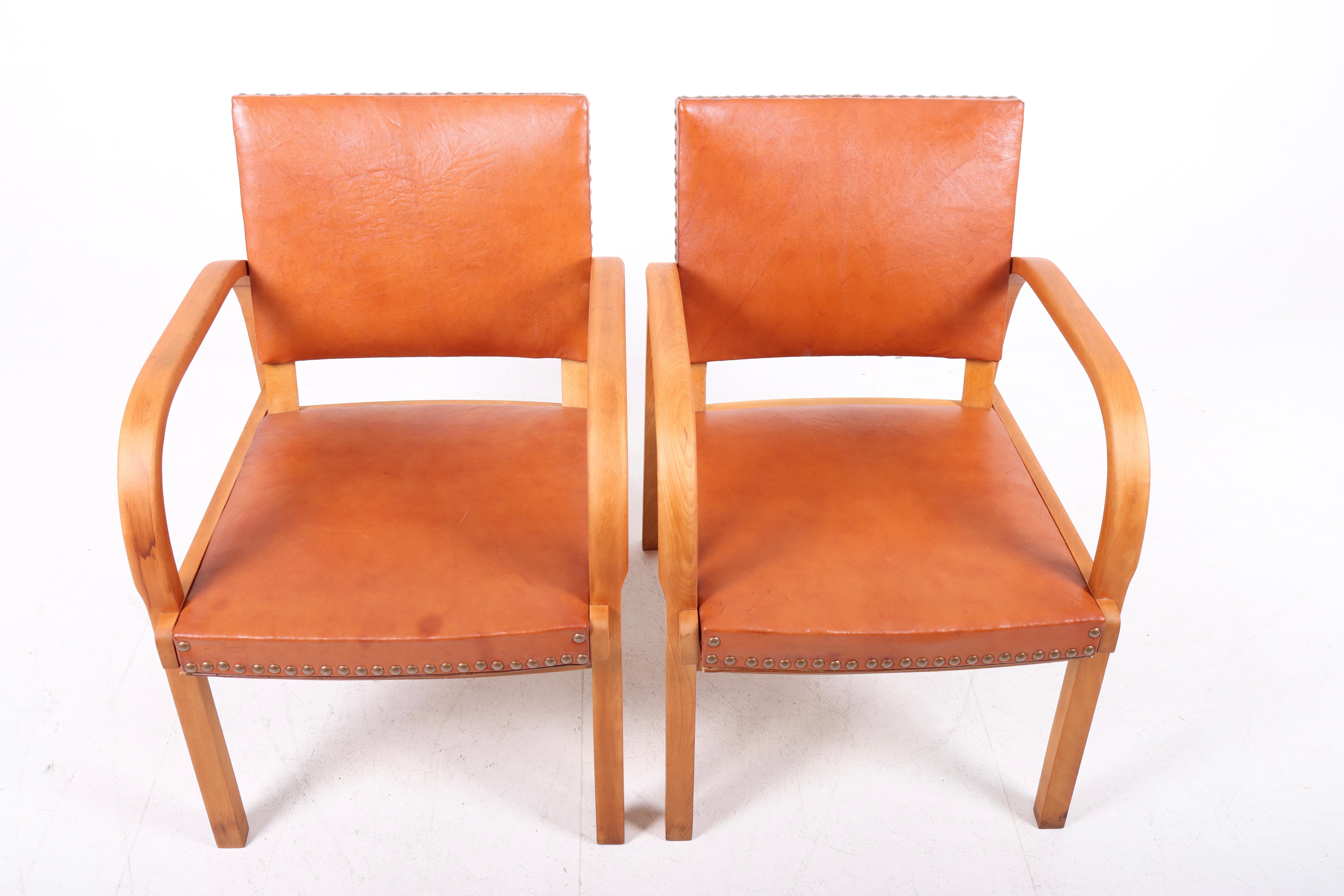 Pair of Danish Lounge Chairs by Magnus L. Stephensen, 1940s For Sale 3