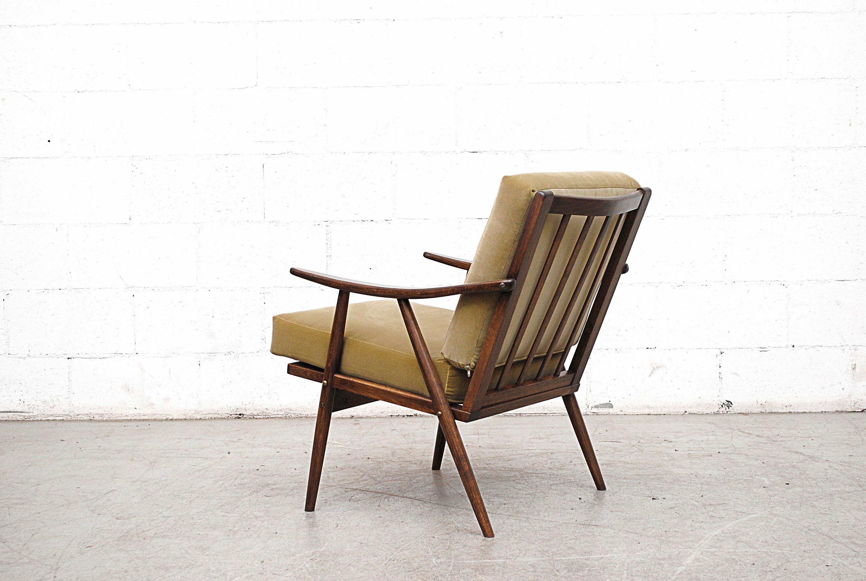 Velvet Pair of Danish Lounge Chairs