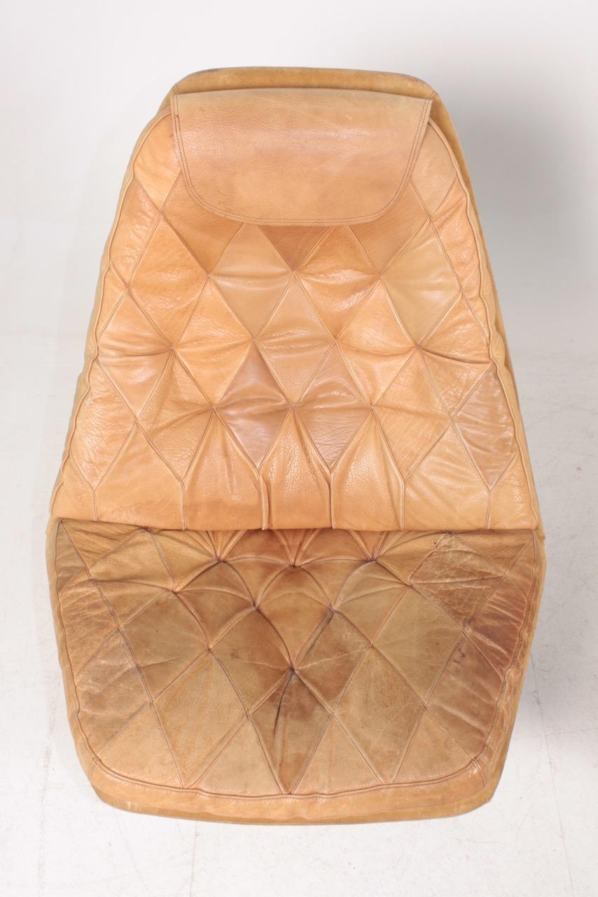 Pair of Danish Lounge Chairs in Patinated Leather by Madsen & Schubell, 1960s 1