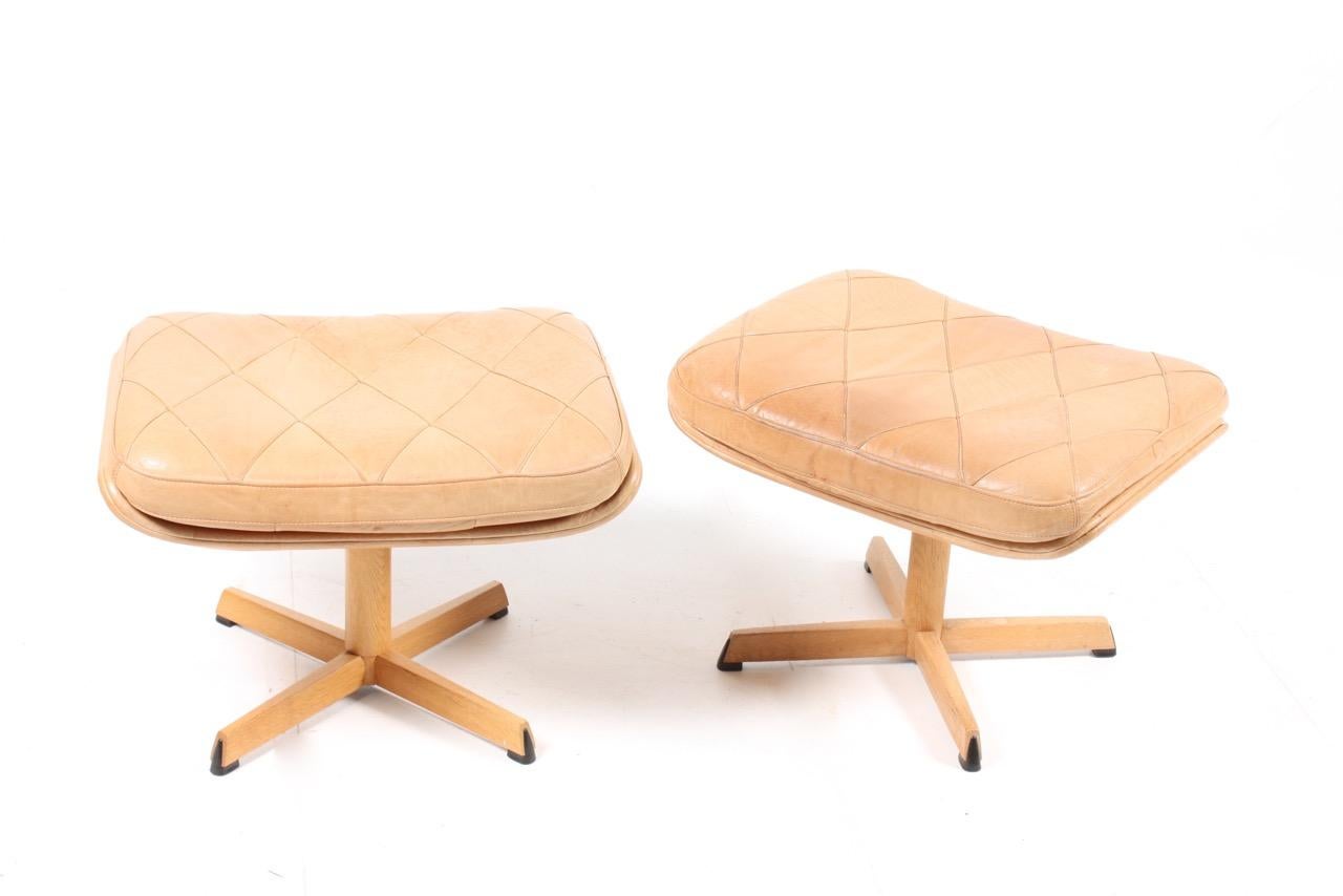Pair of Danish Lounge Chairs in Patinated Leather 2