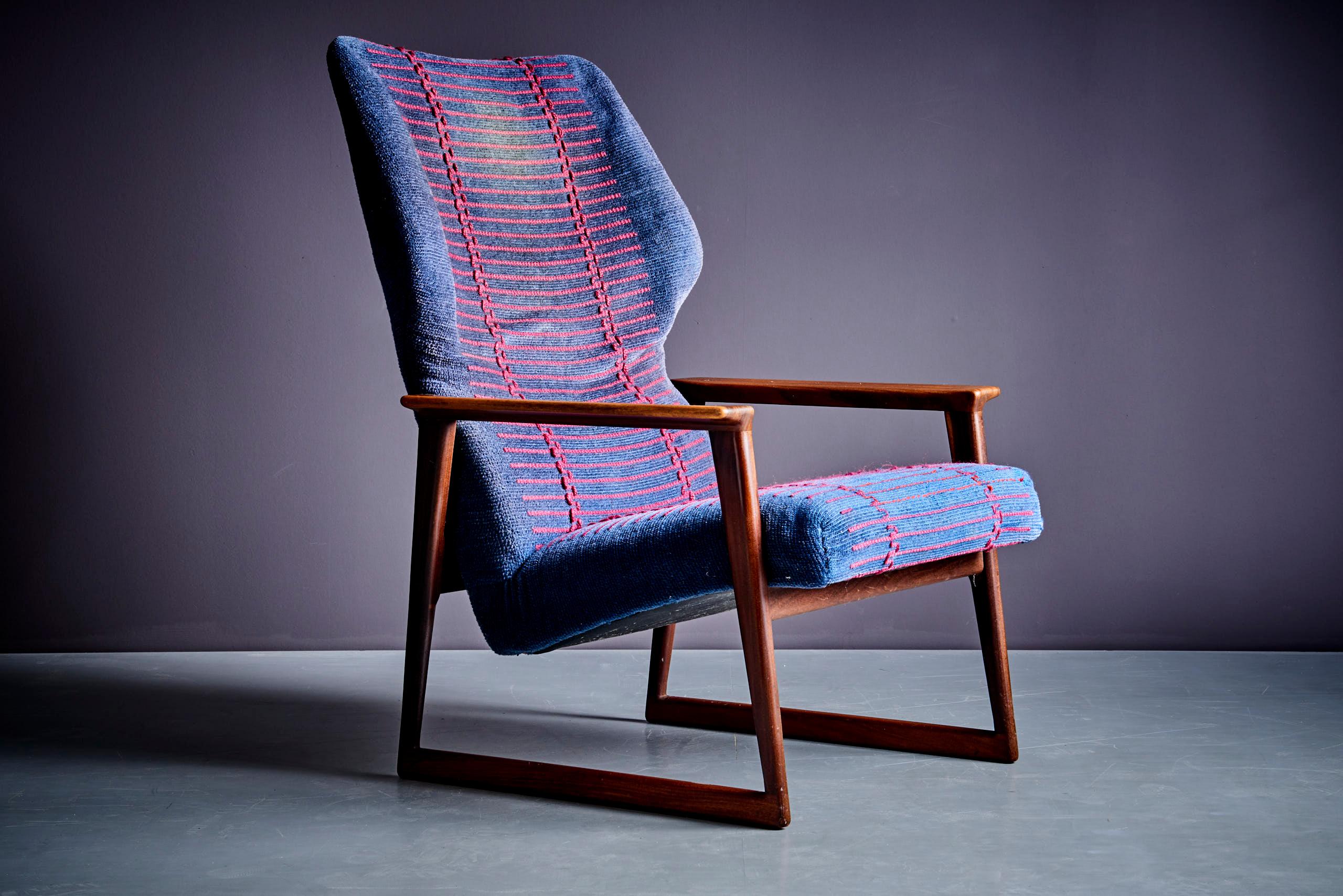 Paar dänische Loungesessel in Rosa und Blau, Dänemark, 1960er Jahre (Moderne der Mitte des Jahrhunderts) im Angebot