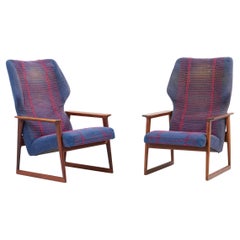 Pair of Danish Lounge Chairs in pink and blue, Denmark, 1960s