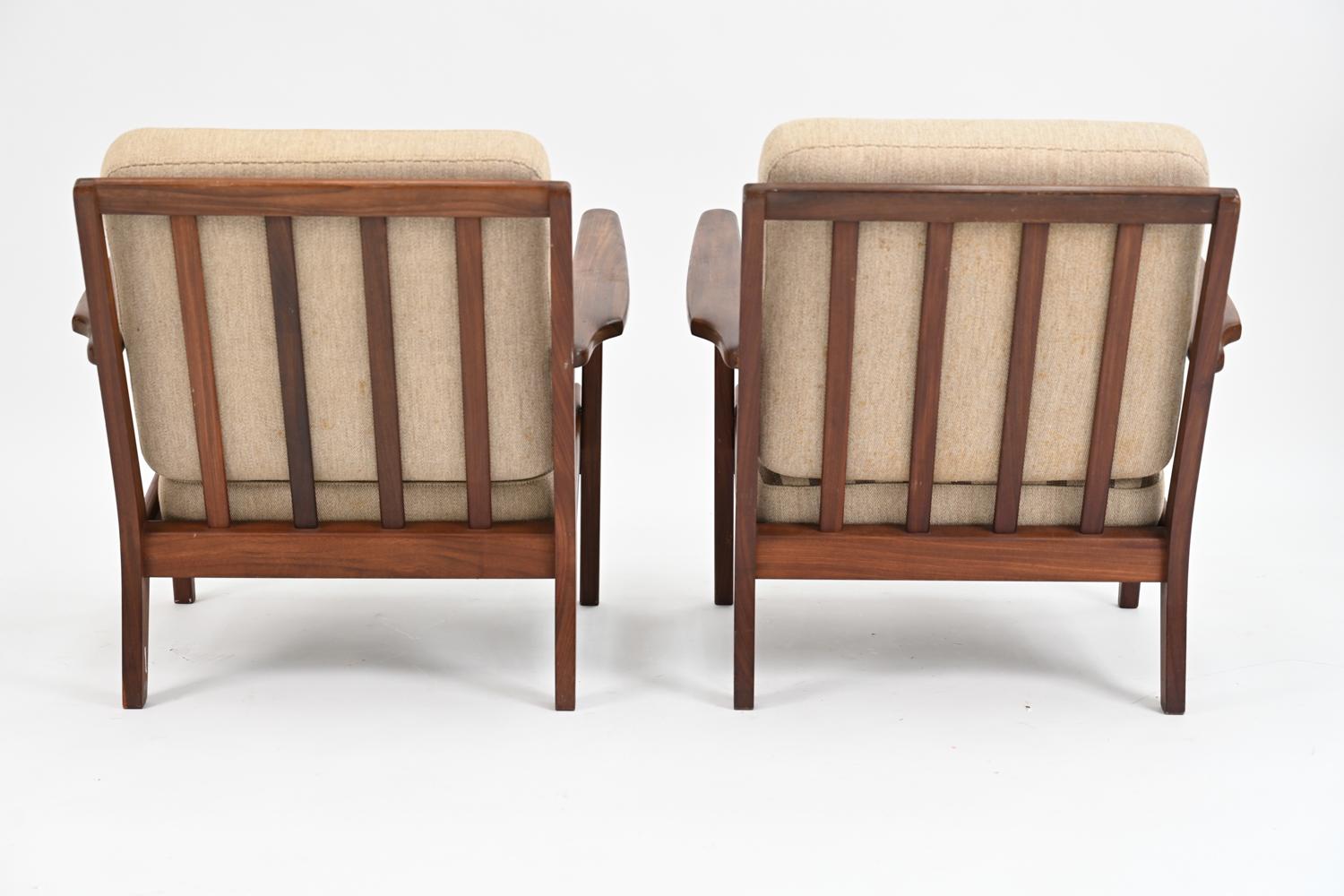 Pair of Danish Lounge Chairs in the Manner of Hans Wegner for GETAMA 1