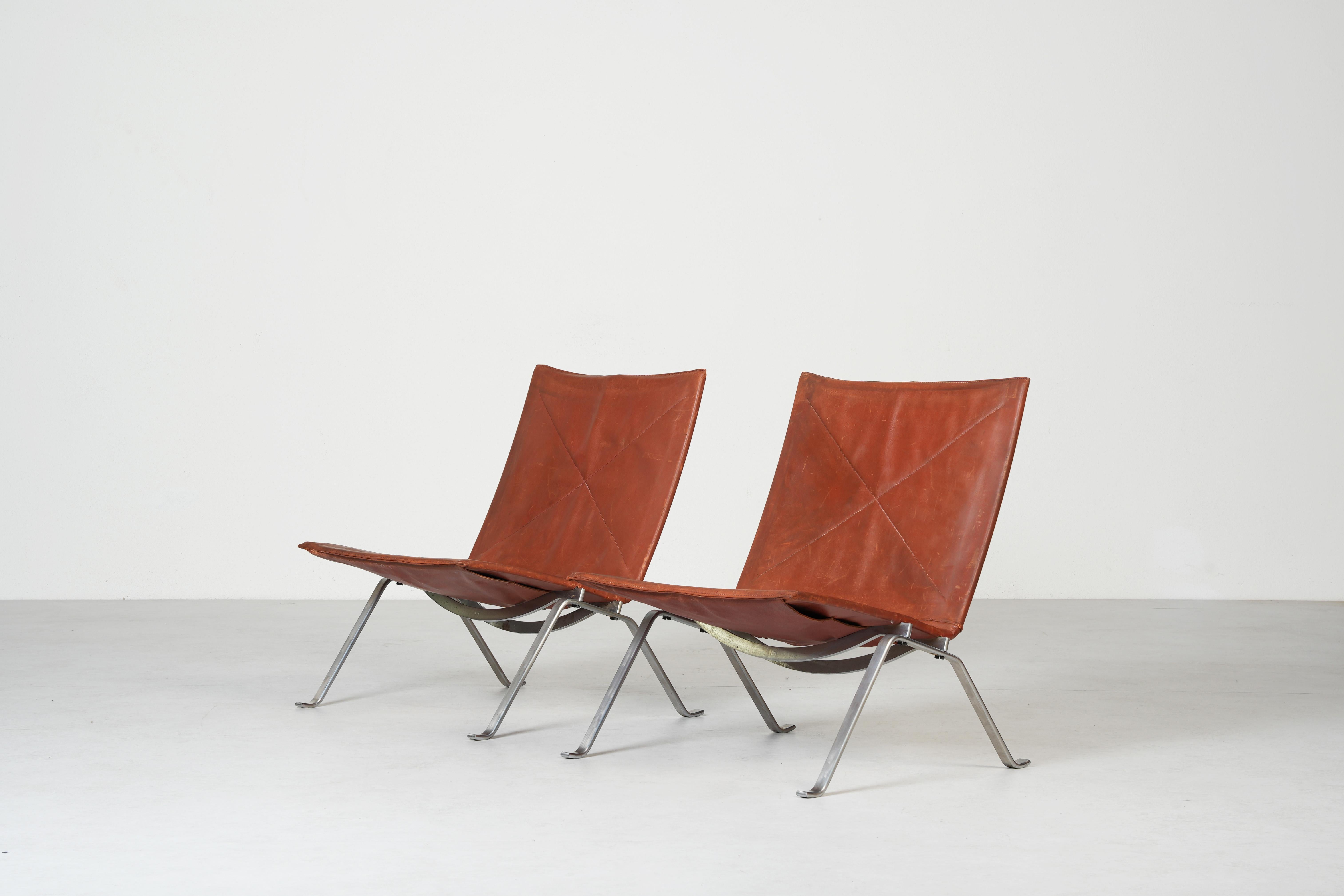 Mid-20th Century Pair of Danish Lounge Chairs PK22 by Poul Kjaerholm for E. Kold Christensen, 60s For Sale
