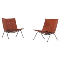 Paar dänische Loungesessel PK22 von Poul Kjaerholm für E. Kold Christensen, 60er Jahre