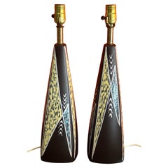 Pair of Danish MCM "Burgundia" Ceramic Lamps by Sorensen & Jensen for Soholm