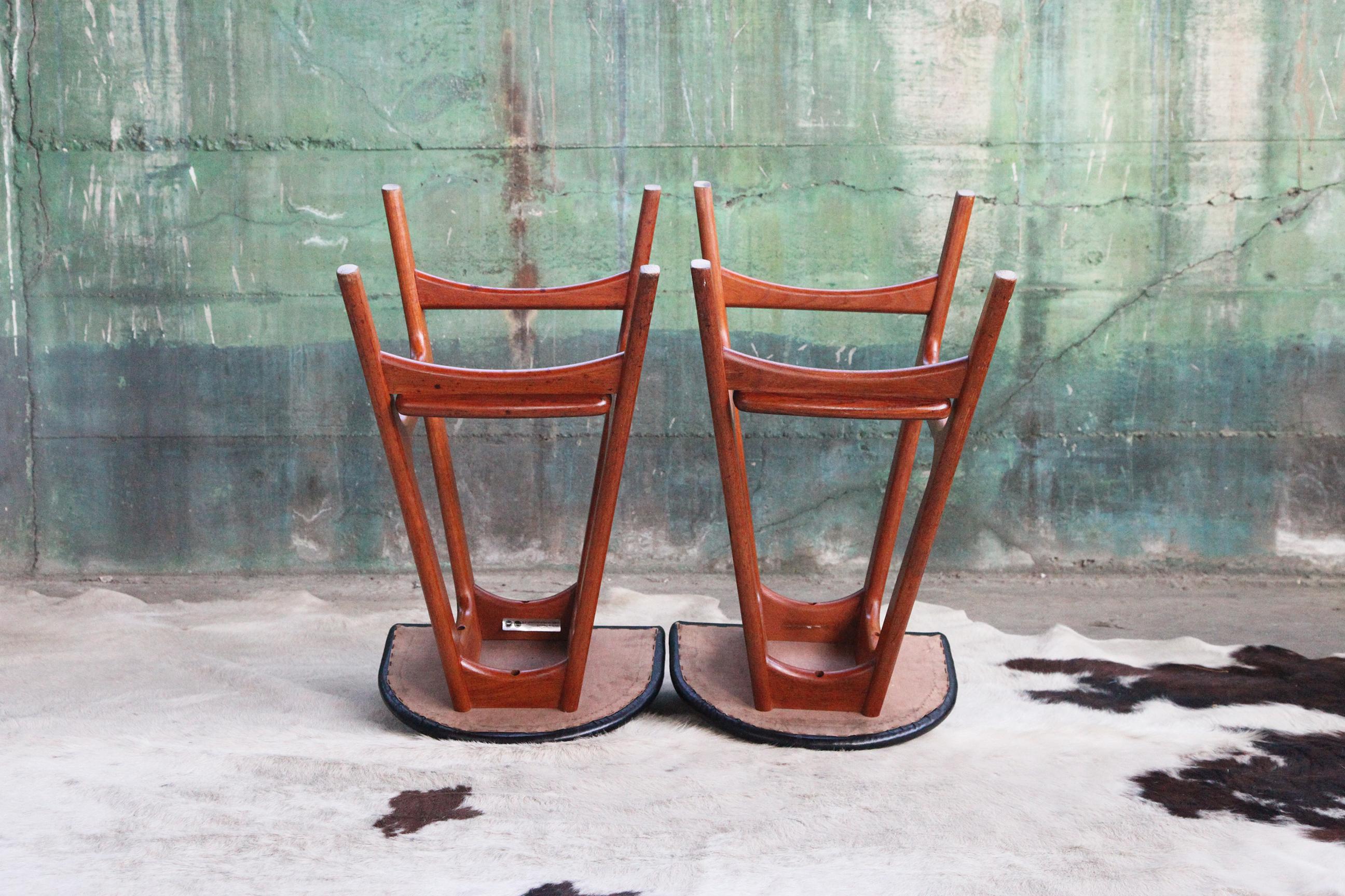 Pair of Danish Mid Century 1960s Teak Bar Stools Mod. 61 by Erik Buch Denmark For Sale 4