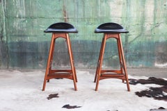 Pair of Danish Mid Century 1960s Teak Bar Stools Mod. 61 by Erik Buch Denmark