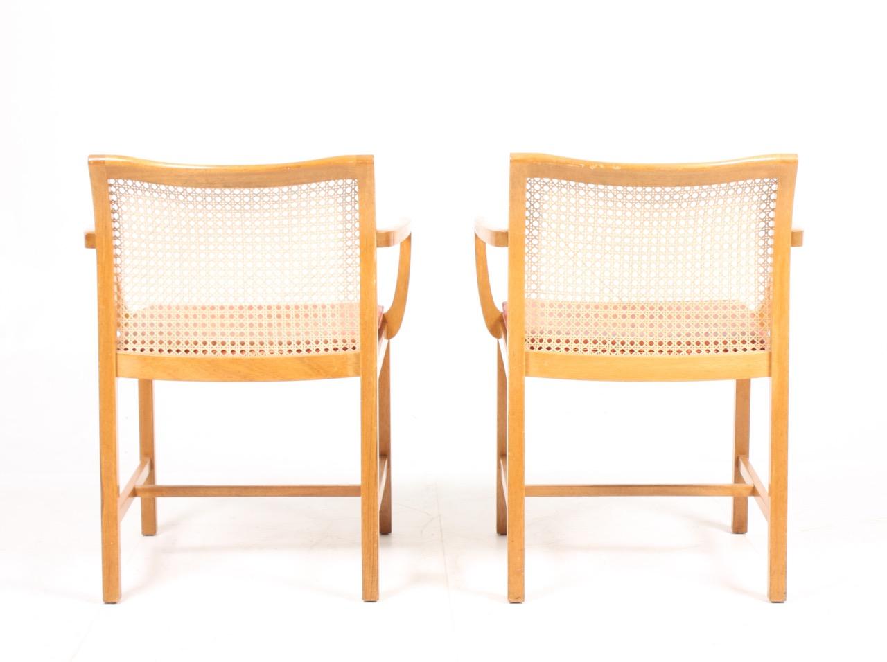 Pair of Danish Midcentury Armchairs in Mahogany and Patinated Leather For Sale 2