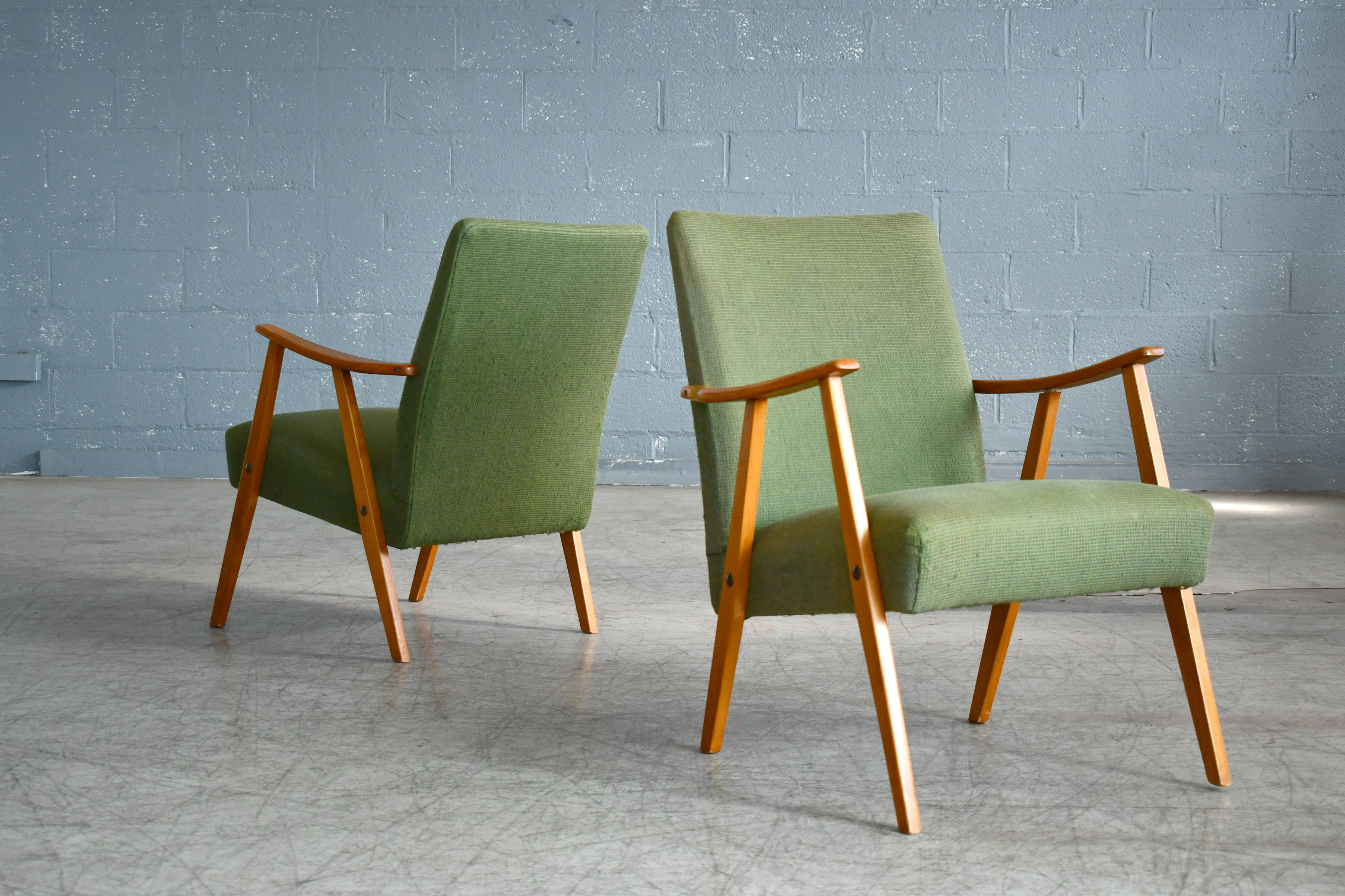 Mid-Century Modern Pair of Danish Midcentury Arne Vodder Style Easy Chairs in Elmwood, 1960s