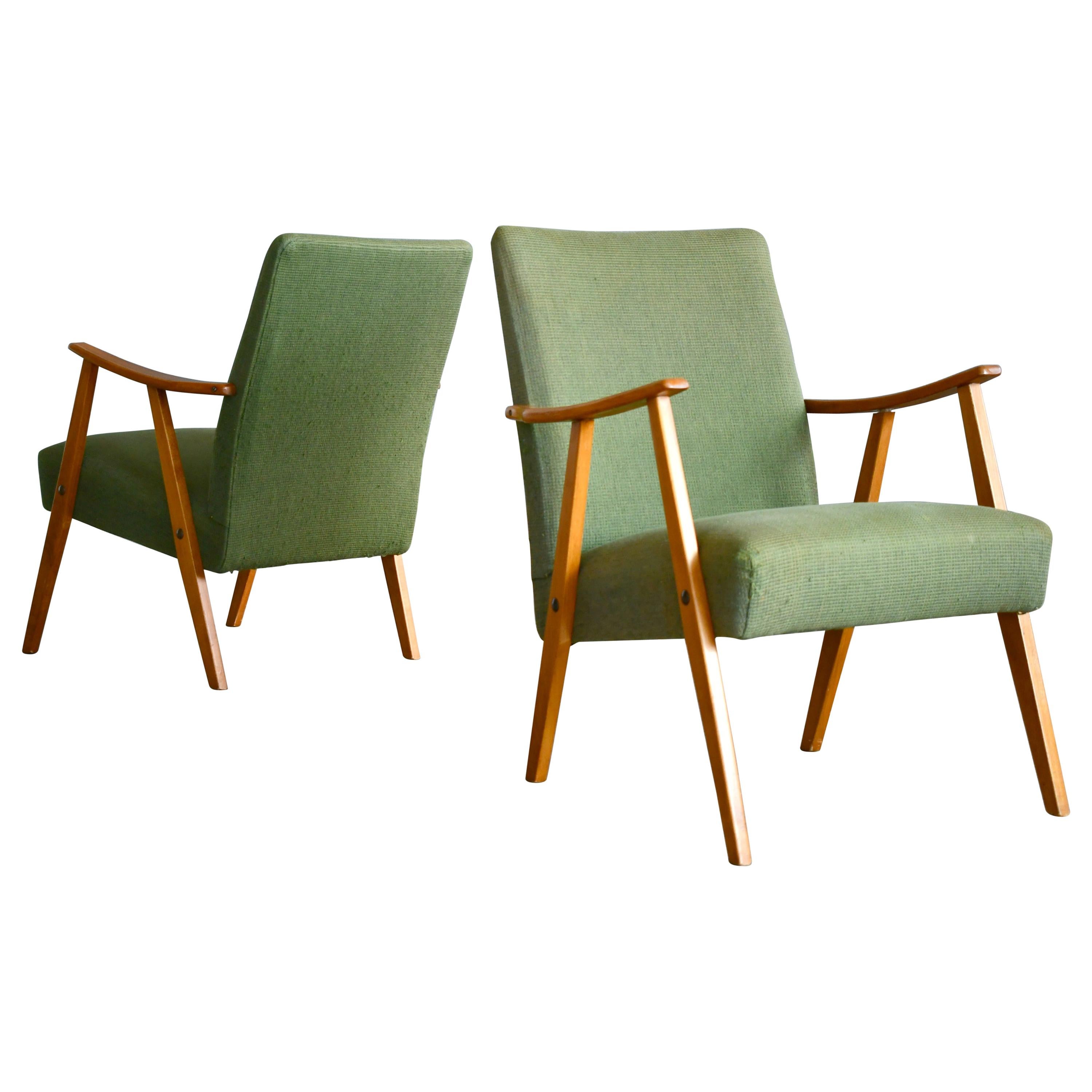 Pair of Danish Midcentury Arne Vodder Style Easy Chairs in Elmwood, 1960s